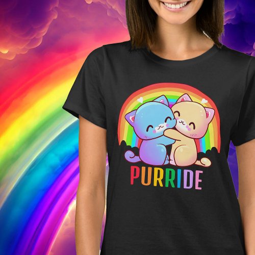 Love Cats Rainbow Dark T_Shirt