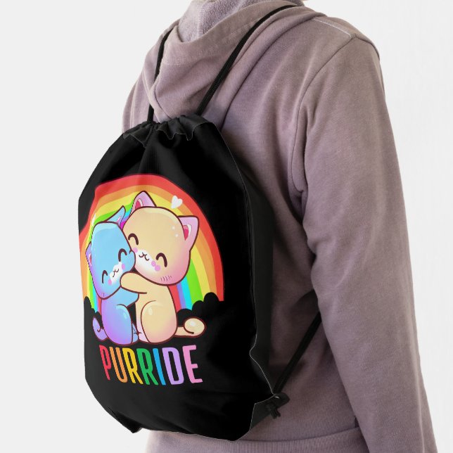 Love Cats Rainbow Drawstring Bag (Insitu)