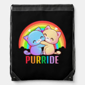 Love Cats Rainbow Drawstring Bag (Front)