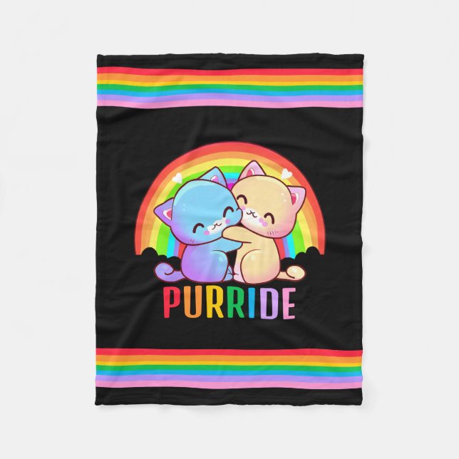 Love Cats Rainbow Fleece Blanket (Front)