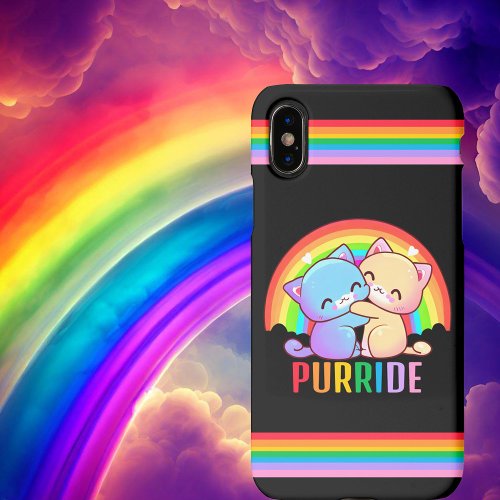 Love Cats Rainbow iPhone X Case