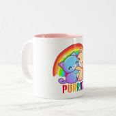 Love Cats Rainbow Two-Tone Coffee Mug (Front Left)