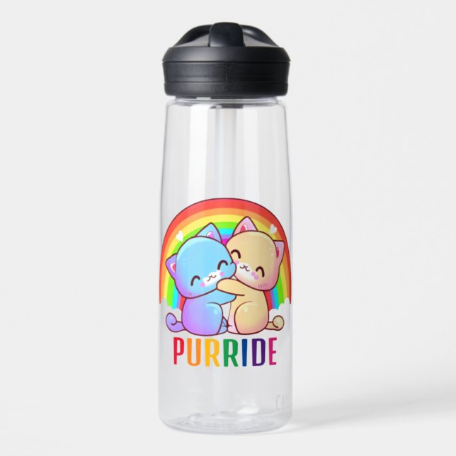 Love Cats Rainbow Water Bottle (Front)