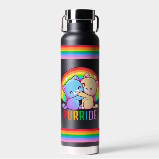 Love Cats Rainbow Water Bottle (Front)