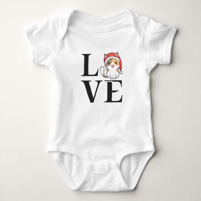 Love Cats – Santa Kitten Baby Bodysuit (Front)
