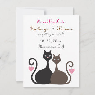 Love Cats Save The Date Announcement Flat Card