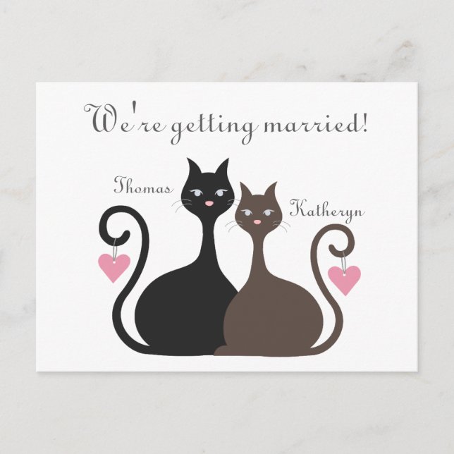 Love Cats Save The Date Announcement Postcard (Front)