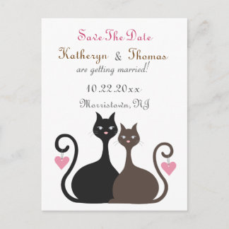 Love Cats Save The Date Announcement Postcard2