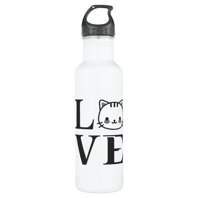 Love Cats Stainless Steel Water Bottle (Front)
