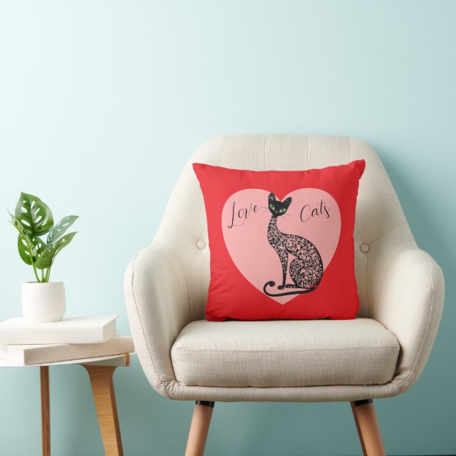Love Cats  Throw Pillow (Chair)
