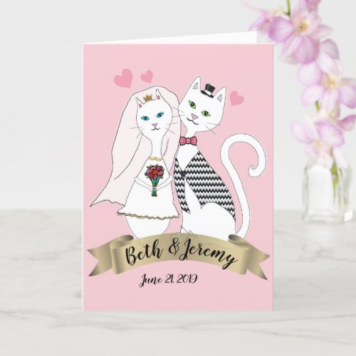 Love Cats Wedding or Anniversary Custom Name Card