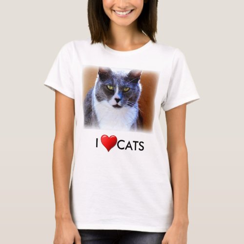 Love Cats Womens Basic White T_Shirt