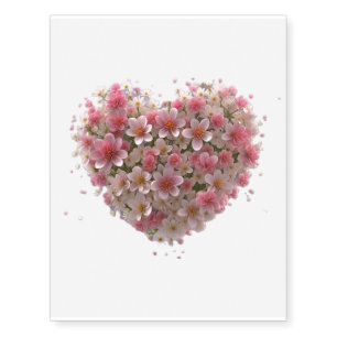 Love Celebration Floral Heart Temporary Tattoos