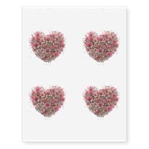 Love Celebration Floral Heart Temporary Tattoos
