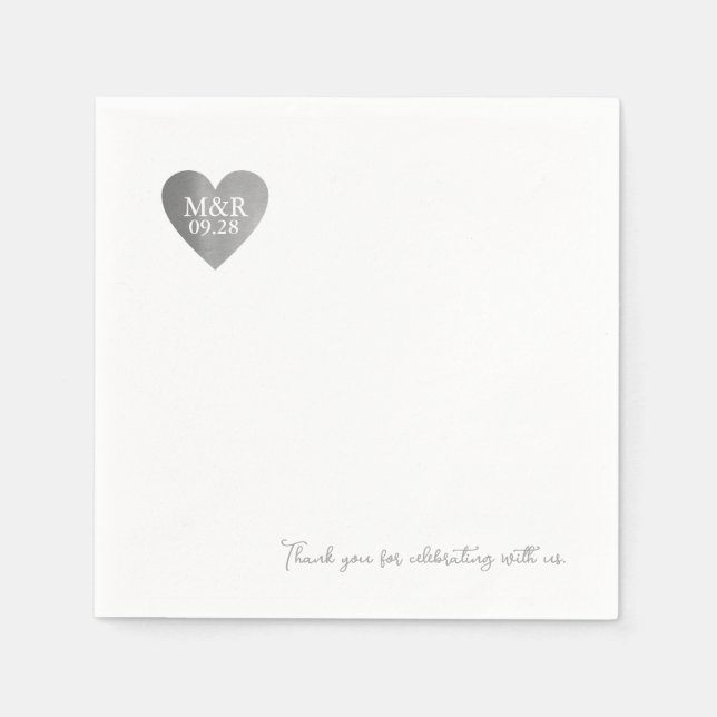 Love Celebration Personalized Gray Heart Napkins (Front)