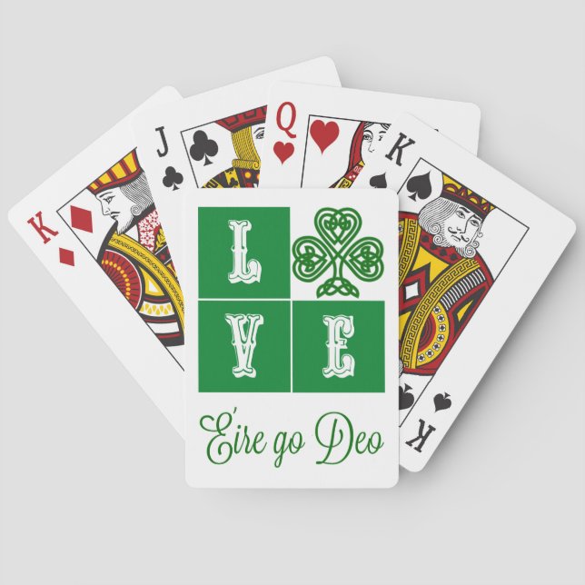 Love Celtic Shamrock Hearts Ireland Motto Poker Cards (Back)