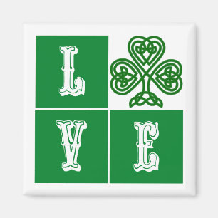 Love Celtic Shamrock Hearts Magnet