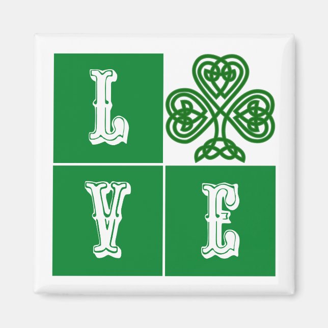 Love Celtic Shamrock Hearts Magnet (Front)