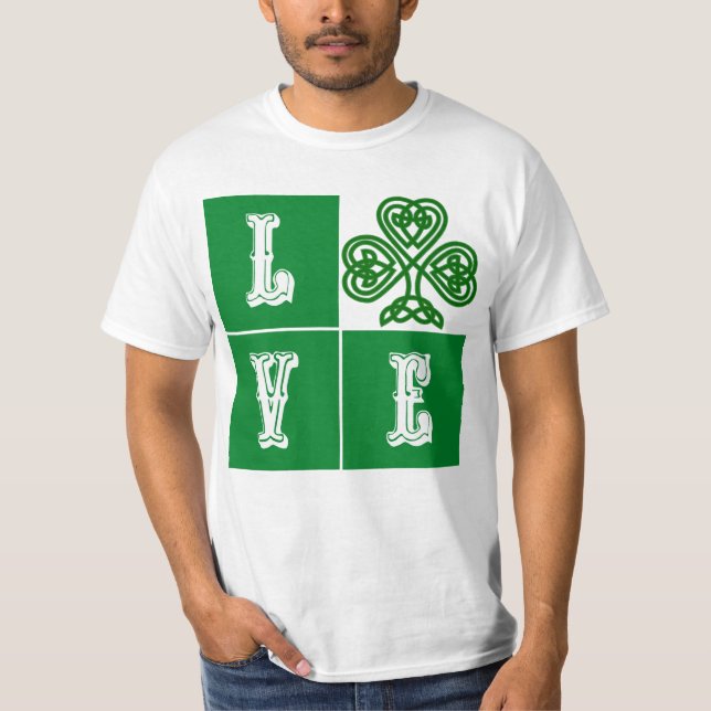 Love Celtic Shamrock Hearts T-Shirt (Front)