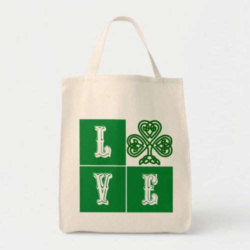 Love Celtic Shamrock Hearts Tote Bag