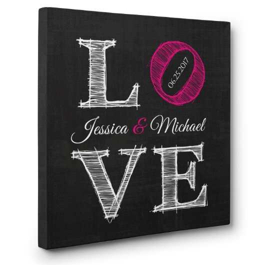 Love Chalkboard Lettre Art Couples Canvas Sign (Front Left)
