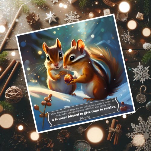 Love Charity Giving Scripture Woodland Chipmunks  Holiday Card