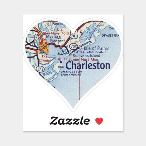 Love Charleston SC Map Sticker