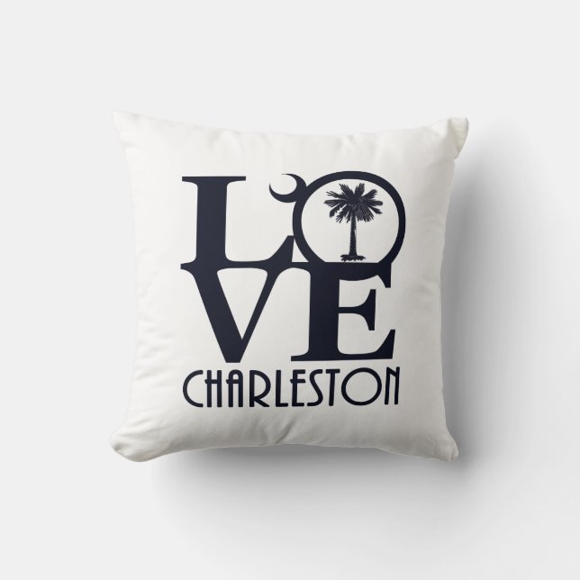 LOVE Charleston South Carolina Throw Pillow (Front)