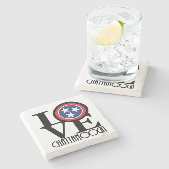 LOVE Chattanooga Tennessee Stone Coaster (Side)