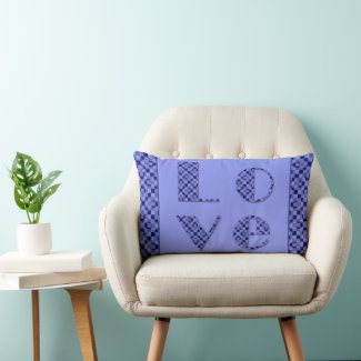 LOVE Checkered Blue Lavender Elegant Modern Simple