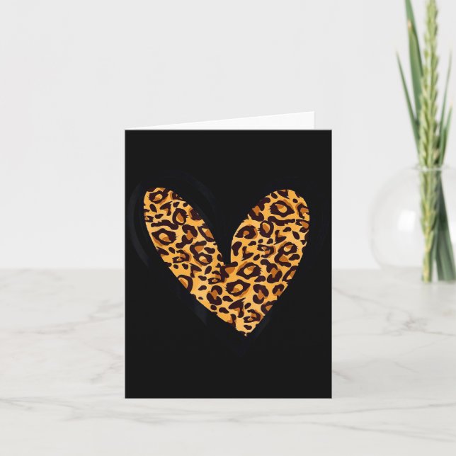 Love Cheetah Leopard Print Heart Valentines Day Gi Card (Front)