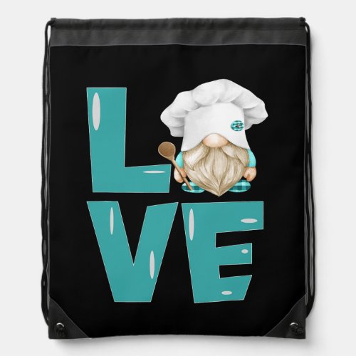 Love Chef Cook Gnome Design For Grandpa Who Loves Drawstring Bag