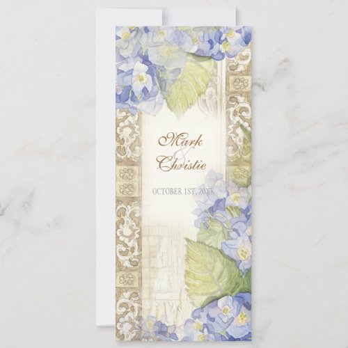 Love  Cherish Blue Hydrangea Floral Wedding Invitation