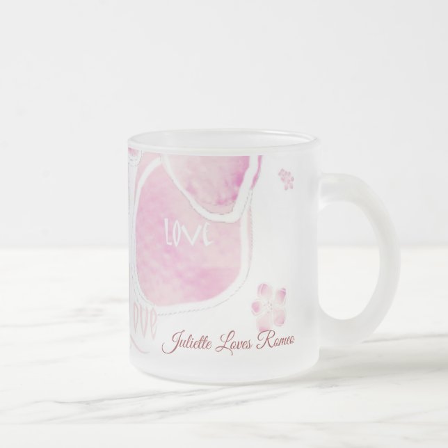 Love Cherry Blossom (Personalize) Frosted Glass Coffee Mug (Right)
