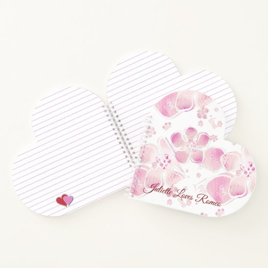 Love Cherry Blossoms Heart-Shaped Spiral Notebook