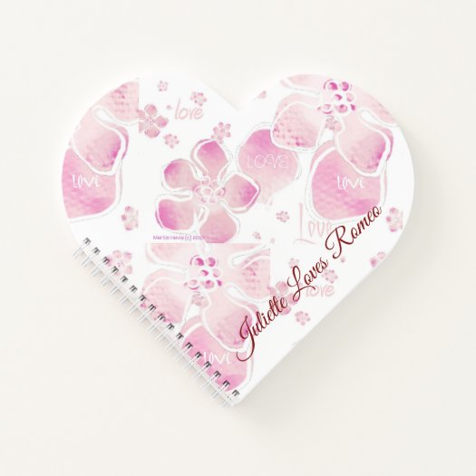 Love Cherry Blossoms Heart-Shaped Spiral Notebook