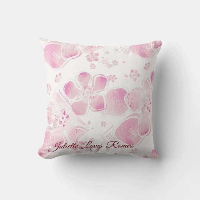 Love Cherry Blossoms Throw Pillow (Front)