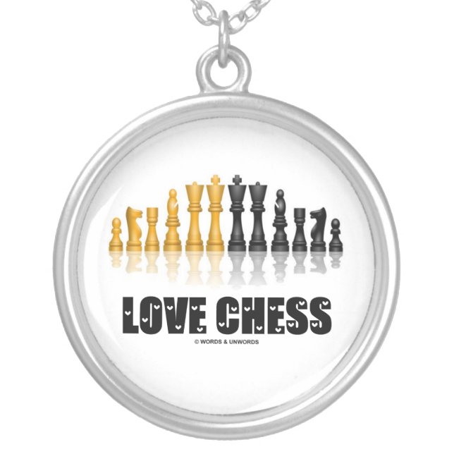 Love Chess (Chess Attitude) Silver Plated Necklace (Front)