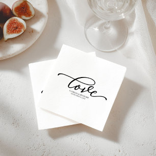 Love - Chic Black Script Wedding Minimalist Napkins