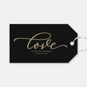 Love Chic Gold Script Black Gift Tags