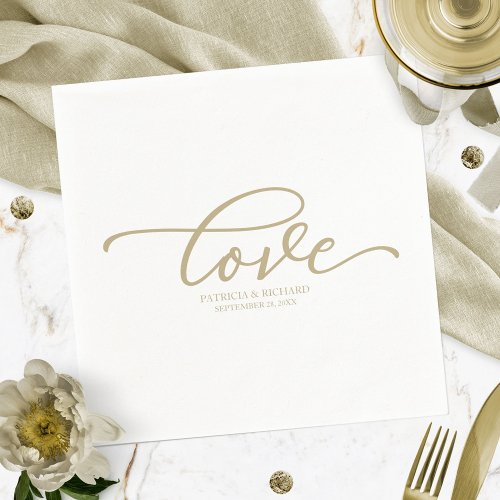 Love _ Chic Gold Script Wedding Minimalist Napkins