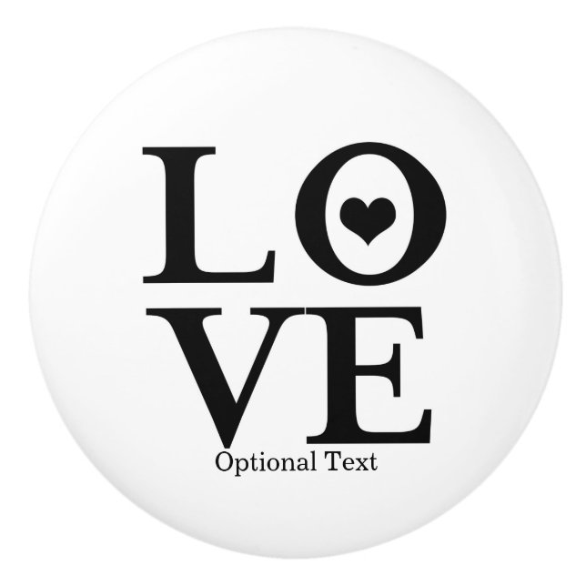LOVE Chic Modern Cute Black White Bedroom Dresser Ceramic Knob (Front)