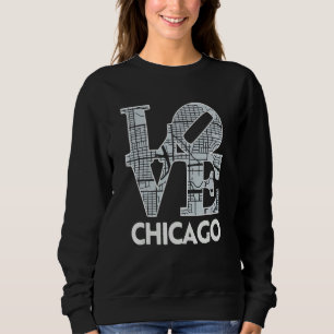 Love Chicago City Map South Side Chicago Baseball Sweatshirt