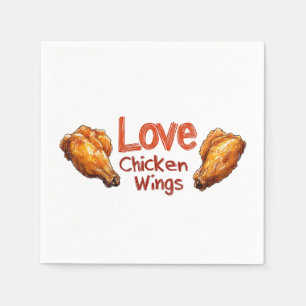 Love Chicken Wings  Perfect for Food & BBQ Lovers Napkins