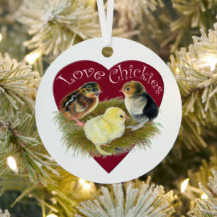 Love Chickies Metal Ornament