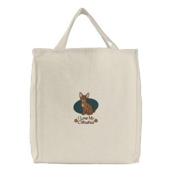 Love Chihuahua Embroidered Tote Bag by Diva_Pets at Zazzle
