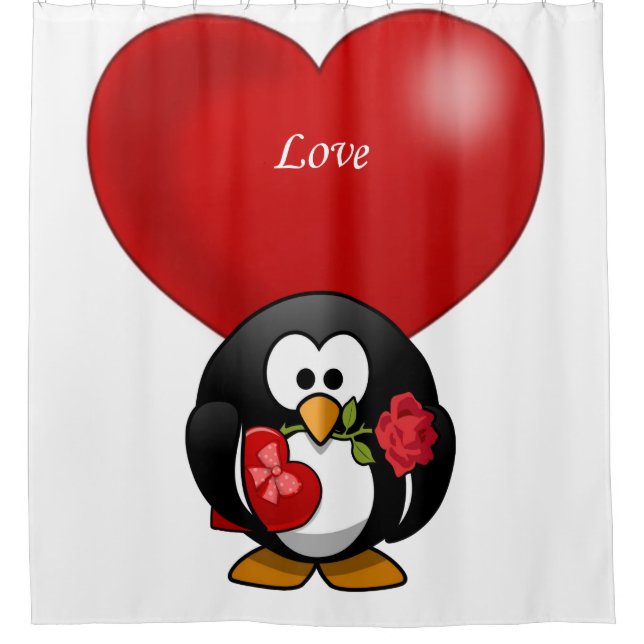 love children's penguin shower curtain (Front)