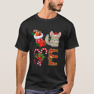 Love Chinchilla Christmas Lights Funny Santa Hat C T-Shirt