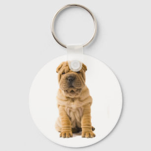 Love Chinese Shar Pei Puppy Dog Keychain