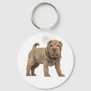 Love Chinese Shar Pei Puppy Dog Keychain